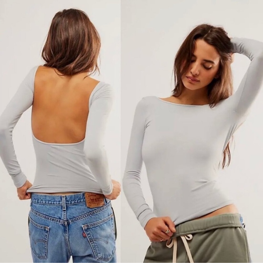 NWT Intimately Free People Low Back Lunar Rock Seamless Long Sleeve Top